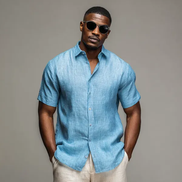 Cool_Comfort_Aqua_Blue_Half_Sleeve_Linen_Shirt