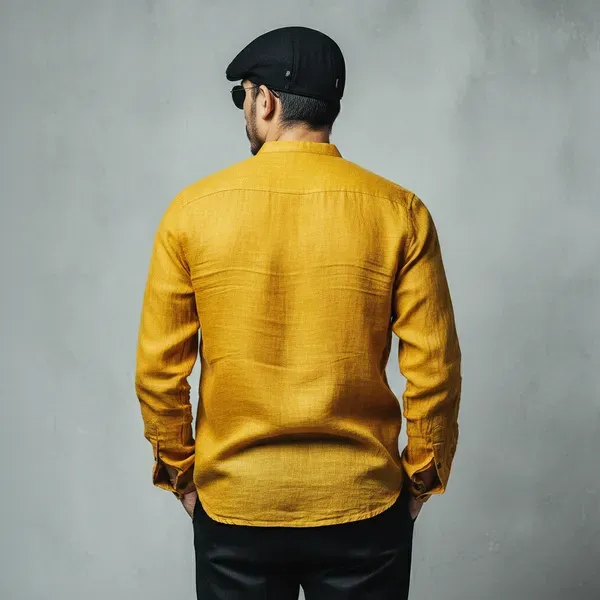Stitchwa_Men_S_Bright_Yellow_Pure_100_Linen_Mandarin_Collar_Shirt