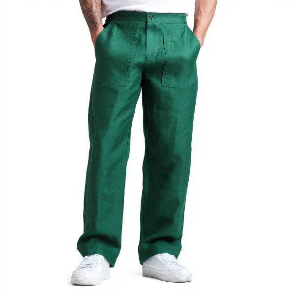 Emerald_Green_Pure_Linen_Resort_Beach_Wear_Trouser_For_Men