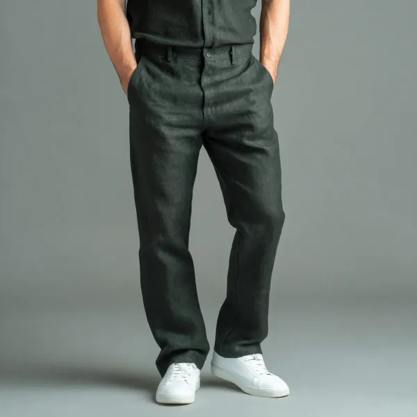 Charcoal_Green_Ultra_Breathable_Pure_Linen_Trousers_Men
