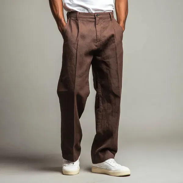 The_Linear_Dark_Walnut_Pure_Linen_Pant_For_Men