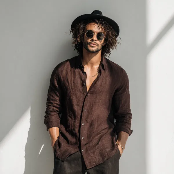 Stitchwa_Men_S_Chocolate_Brown_Pure_Linen_Shirt