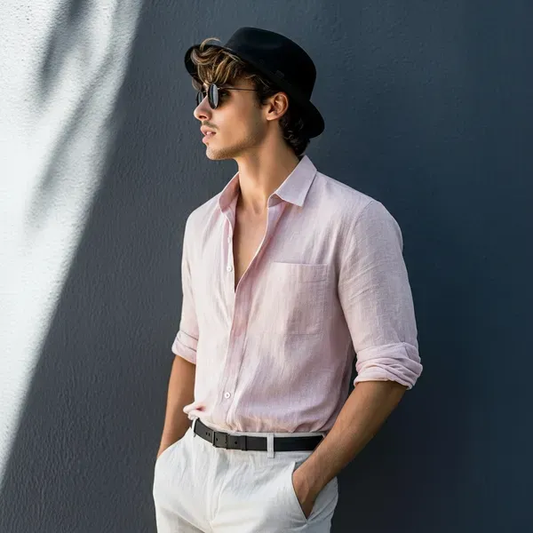 Light_Pink_Pure_Linen_Shirt_For_Men