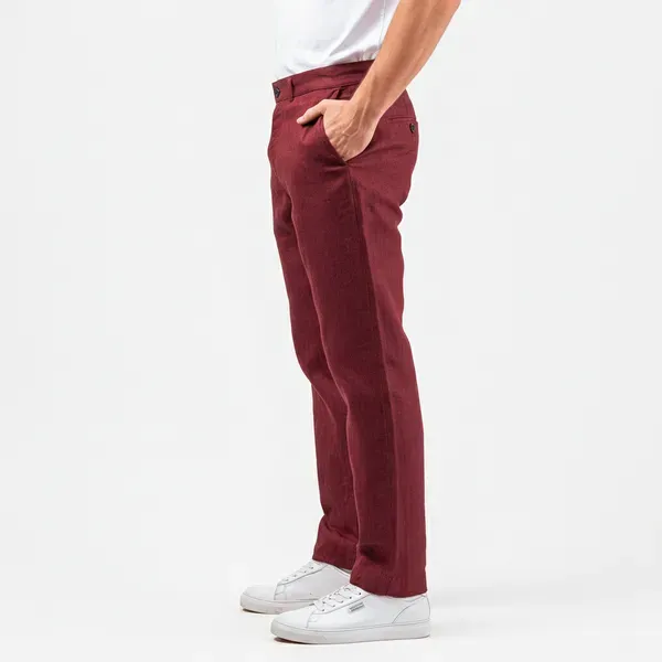 Maroon_Ultra_Breathable_Pure_Linen_Trousers_Men