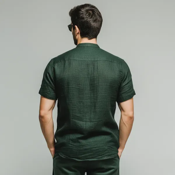 Stitchwa_S_Men_S_Forest_Green_Half_Sleeve_Linen_Shirt
