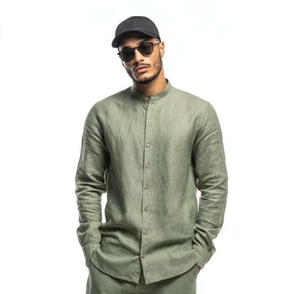 Olive_Green_Pure_Linen_Shirt_For_Men