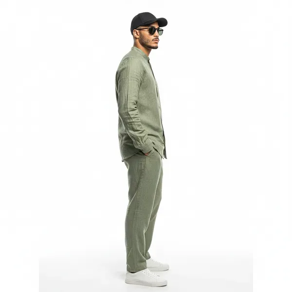 Olive_Green_Pure_Linen_Shirt_For_Men