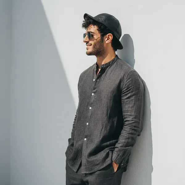 Charcoal_Black_Pure_Linen_Shirt_For_Men