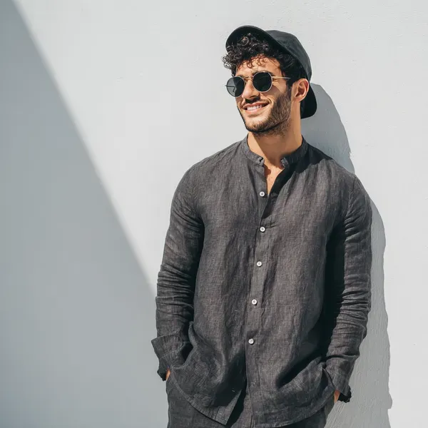 Charcoal_Black_Pure_Linen_Shirt_For_Men