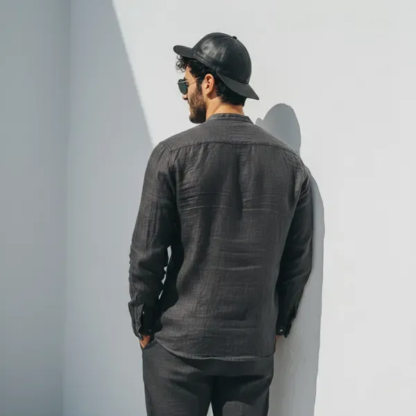 Charcoal_Black_Pure_Linen_Shirt_For_Men