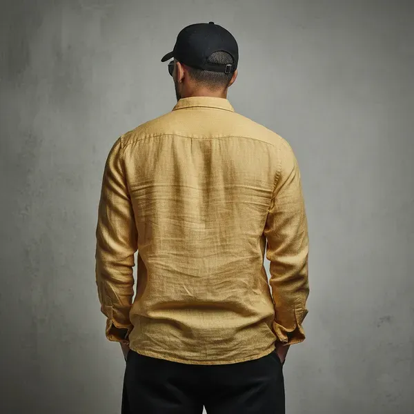 Stitchwa_Men_S_Goldenrod_Pure_Linen_Shirt
