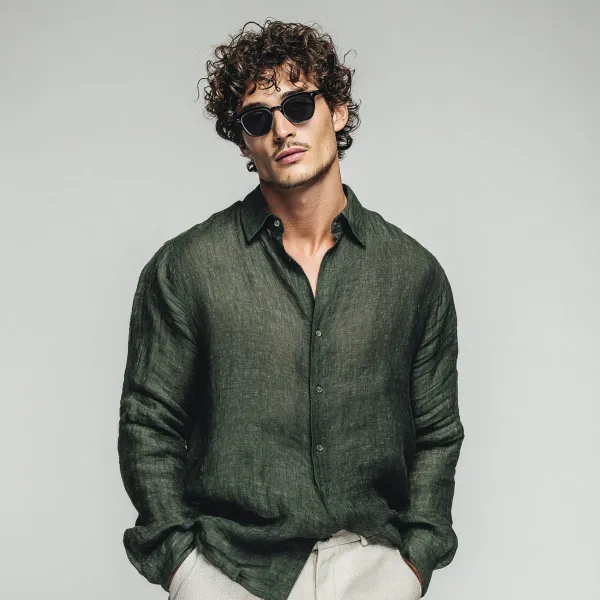 Men_S_Bottel_Green_Pure_100_Linen_Shirt