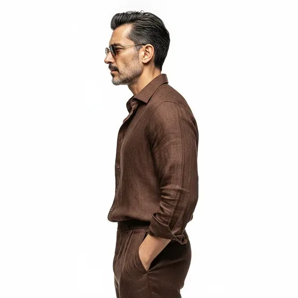 Chocolate_Brown_Pure_Linen_Shirt_For_Men
