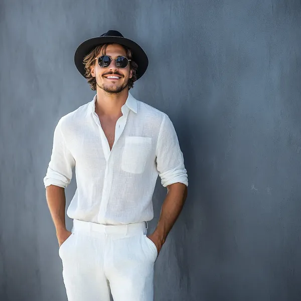 White_Pure_Linen_Shirt_For_Men