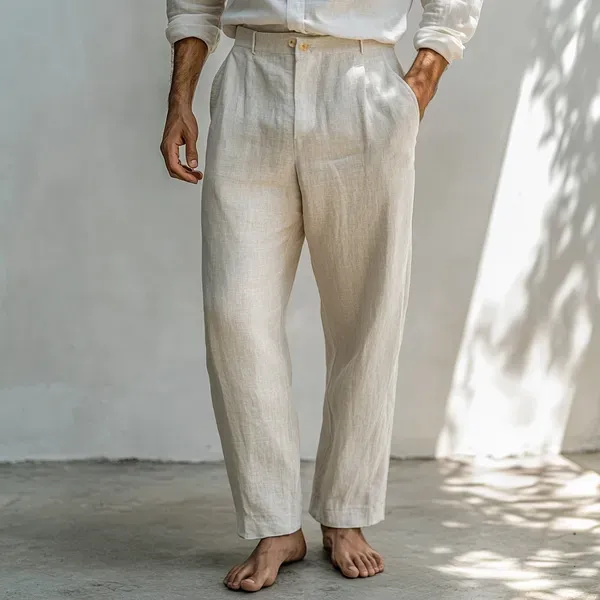 Ivory_Pure_Linen_Resort_Beach_Wear_Trouser_For_Men