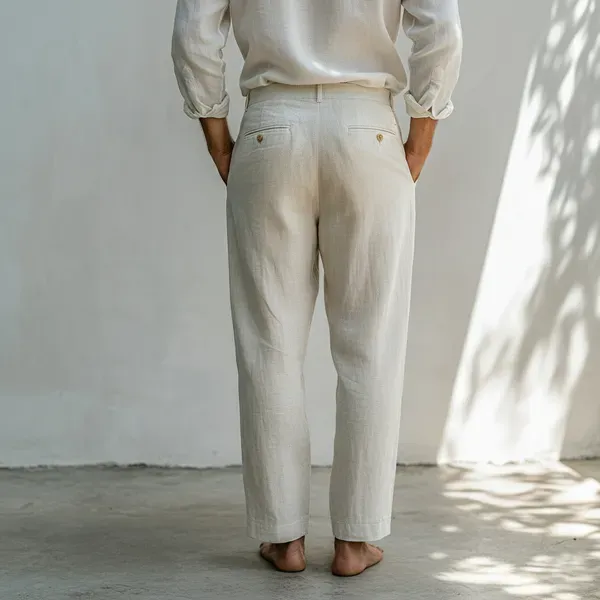 Ivory_Pure_Linen_Resort_Beach_Wear_Trouser_For_Men