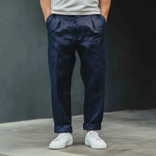 Midnight_Blue_100_European_Linen_Tailored_Pants_Men