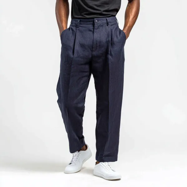 Deep_Blue_Pure_Linen_Resort_Beach_Wear_Trouser_For_Men