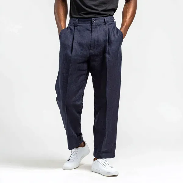 Deep_Blue_Pure_Linen_Resort_Beach_Wear_Trouser_For_Men