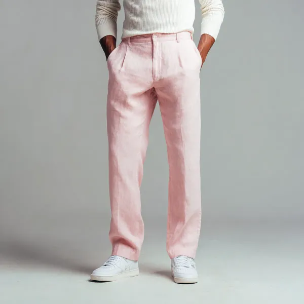 The_Linear_Salmon_Pink_Pure_Linen_Pant_For_Men