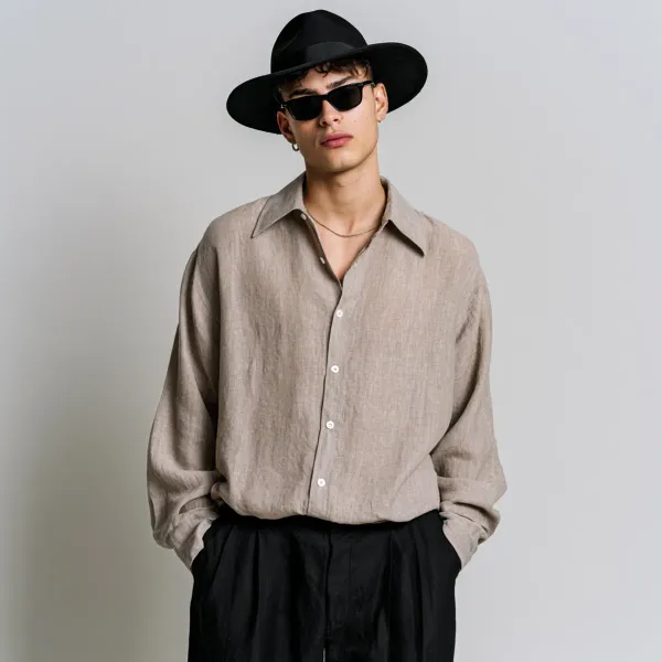 Men_S_Oatmeal_Beige_100_Pure_Linen_Shirt