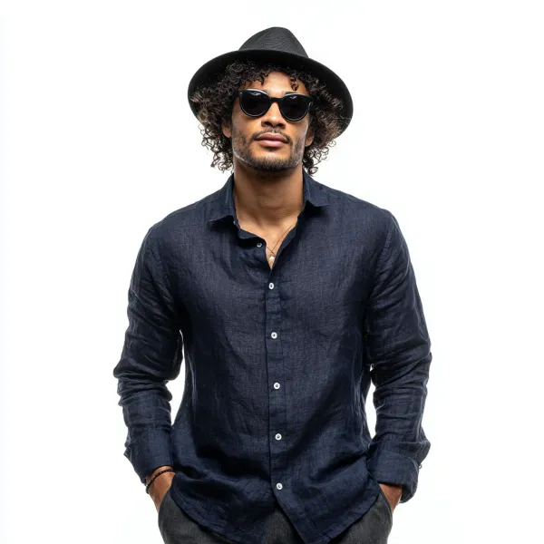 Deep_Navy_Blue_100_Linen_Shirt_For_Men_S