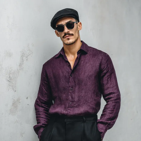 Men_S_Softer_Purple_100_Pure_Linen_Shirt