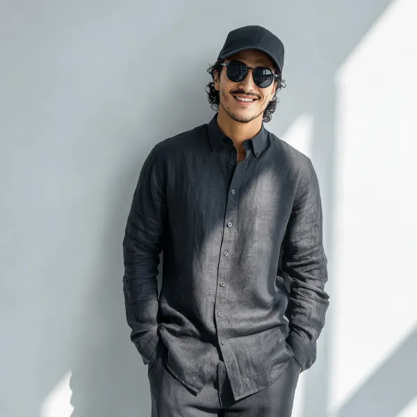 Raw_Black_Pure_Linen_Shirt_For_Men