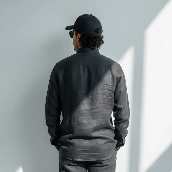 Raw_Black_Pure_Linen_Shirt_For_Men
