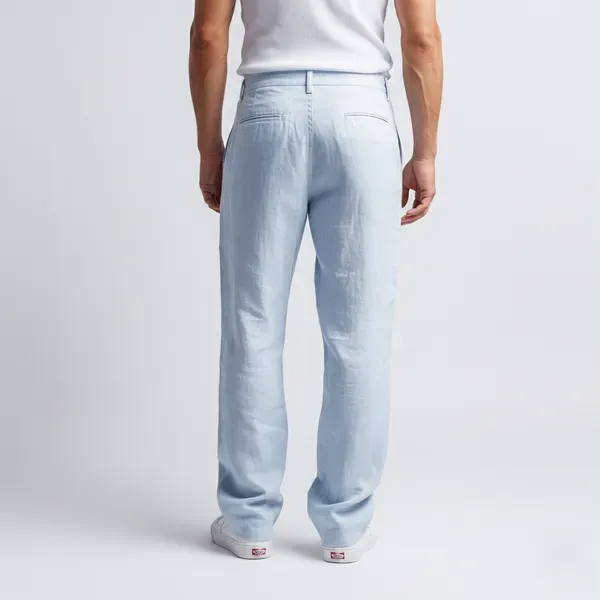 Ice_Blue_Pure_Linen_Resort_Beach_Wear_Trouser_For_Men