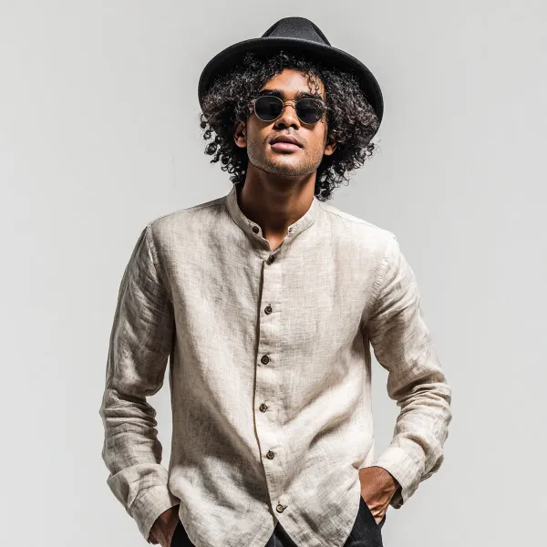 Classic_Pistachio_Pure_100_Linen_Mandarin_Collar_Shirt_For_Men_S