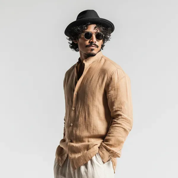 Men_S_Golden_Camel_100_Pure_Linen_Mandarin_Collar_Shirt