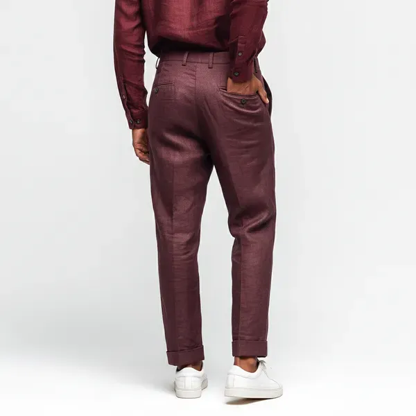 Wine_100_European_Linen_Tailored_Pants_Men