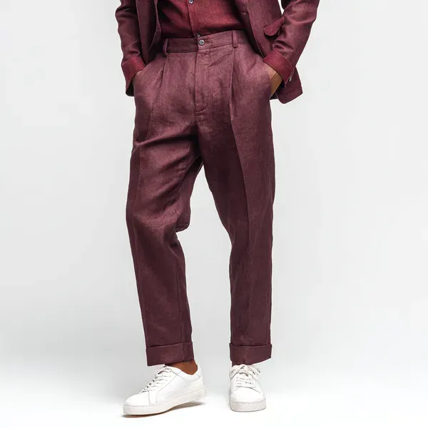 Wine_100_European_Linen_Tailored_Pants_Men