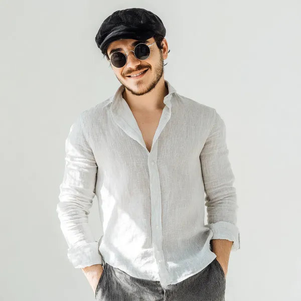 White_Pure_Linen_Shirt_For_Men