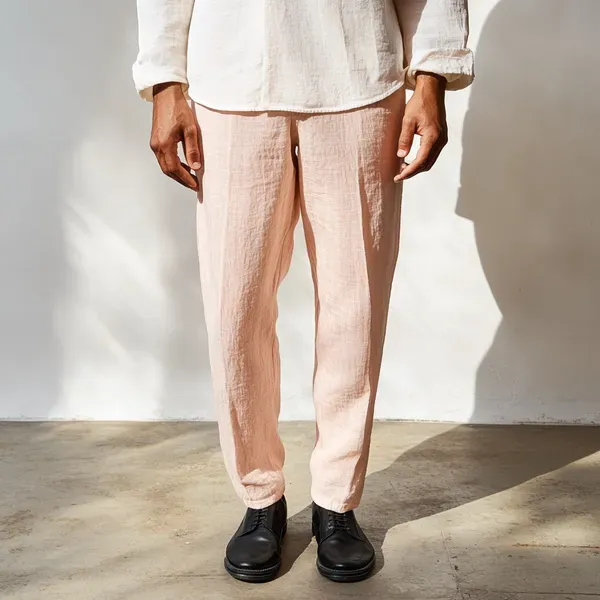 Peach_Pink_Pure_Linen_Resort_Beach_Wear_Trouser_For_Men