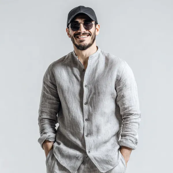 Light_Gray_Pure_Linen_Shirt_For_Men