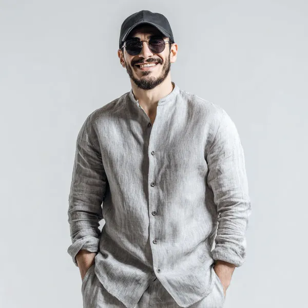 Light_Gray_Pure_Linen_Shirt_For_Men