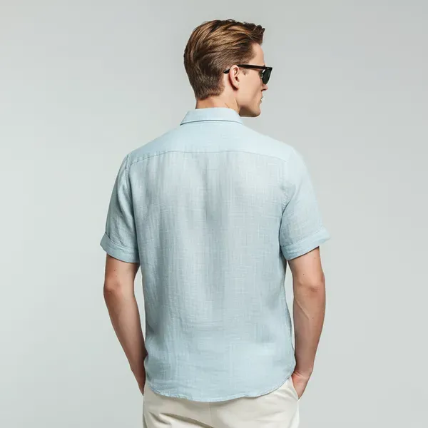 Light_Breezy_Baby_Blue_Half_Sleeve_Linen_Shirt_Men