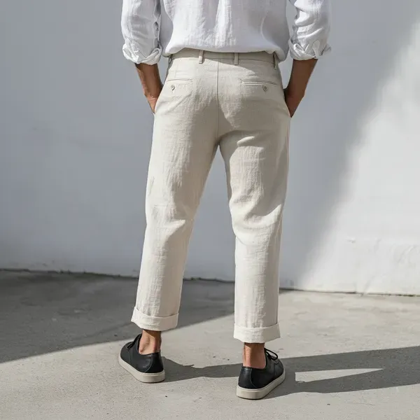 Beige_Pure_Linen_Resort_Beach_Wear_Trouser_For_Men