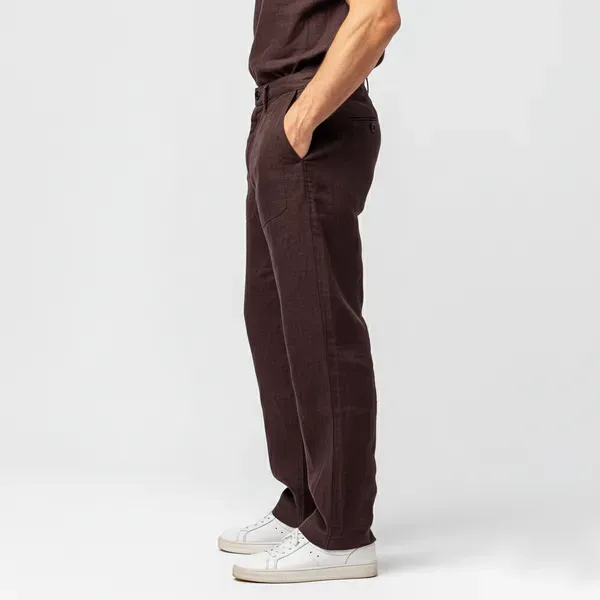Chocolate_Brown_Pure_Linen_Resort_Beach_Wear_Trouser_For_Men