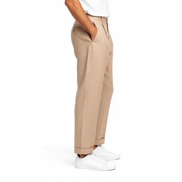 Camel_Beige_Pure_Linen_Resort_Beach_Wear_Trouser_For_Men