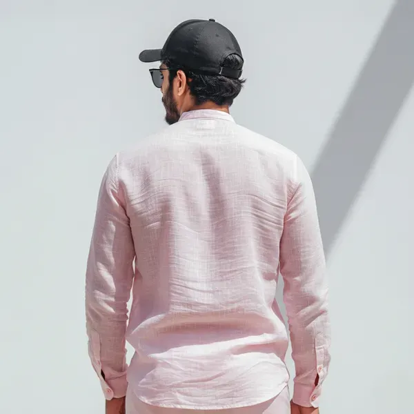 Light_Baby_Pink_Pure_Linen_Shirt_For_Men