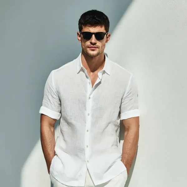 Summer_Breeze_White_Half_Sleeve_Linen_Shirt_Men