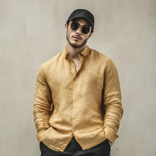 Stitchwa_Men_S_Prime_Yellow_Pure_100_Linen_Shirt