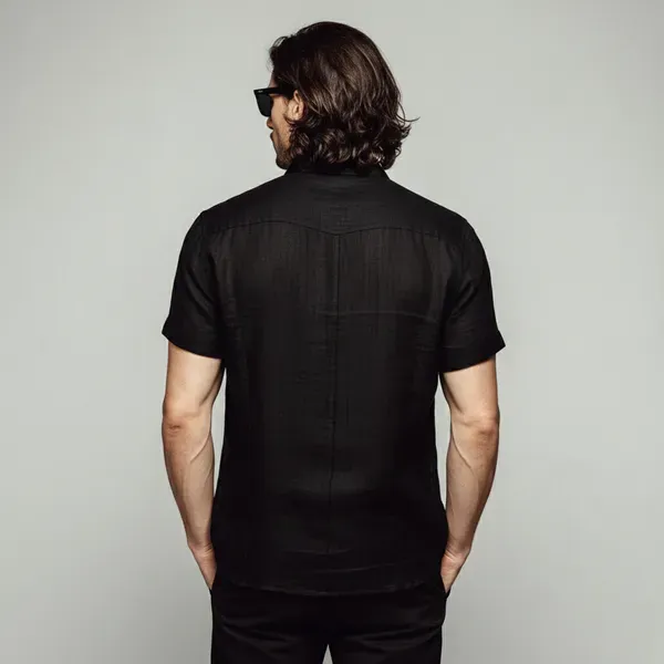 The_Versatile_Black_Half_Sleeve_Linen_Shirt_For_Men