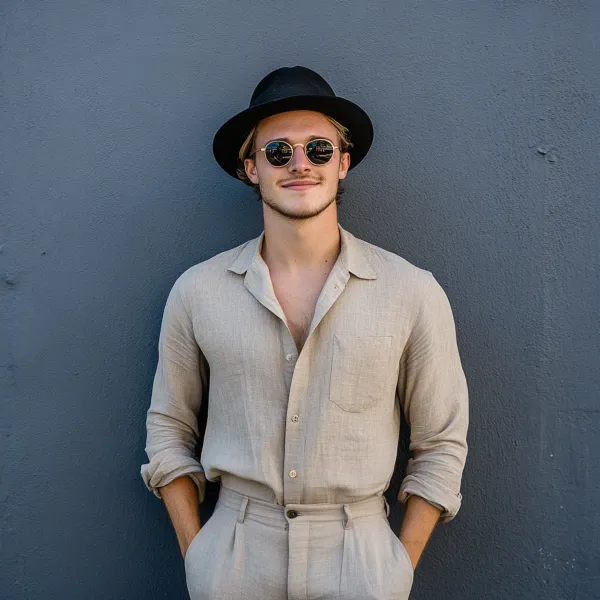 Beige_Pure_Linen_Shirt_For_Men