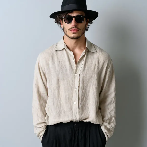 Men_S_Light_Ivory_Beige_100_Pure_Linen_Shirt