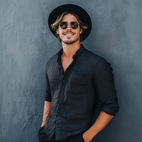 Black_Pure_Linen_Shirt_For_Men