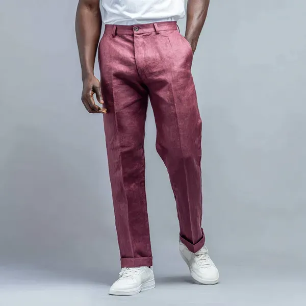 Burgundy_100_European_Linen_Tailored_Pants_Men